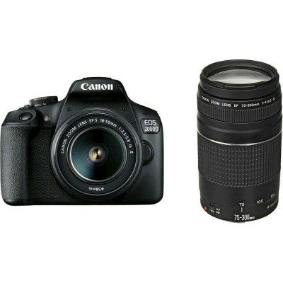 CANON EOS 2000D + EF-S 18-55mm + EF 75-300mm - κάμερα DSLR - Μαύρο